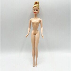 Vintage Barbie Doll Bun Pony 1991 Body 1998 Head Orange Earrings Nude Knees Bend